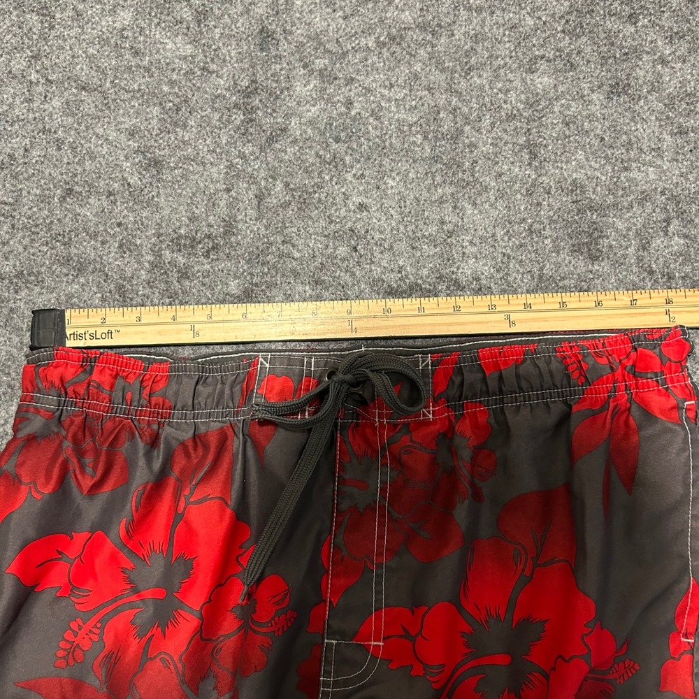 Sonoma Hibiscus Floral Board Shorts Grey Red Cargo Swim Trunks Size Large Y2K - Picture 8 of 8